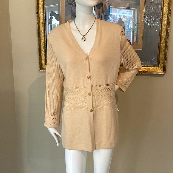 🆕🏷️ St.John Collection by Marie Gray Long Tan Blazer - Picture 2 of 14